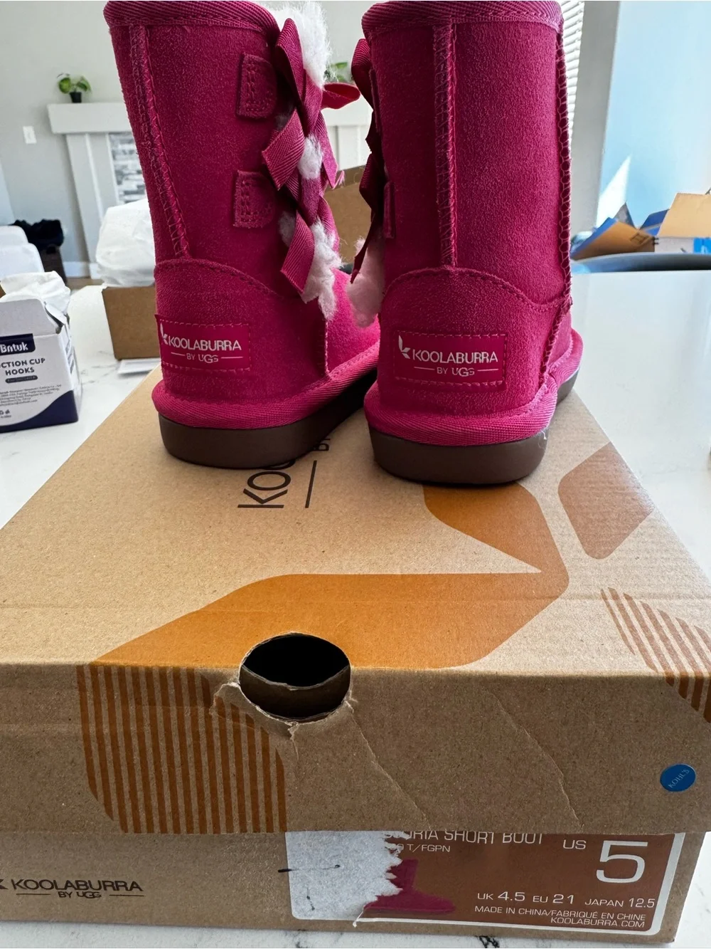 Koolaburra Bright Pink Shearling Bow Booties